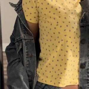 Yellow Floral Short-Sleeve Top